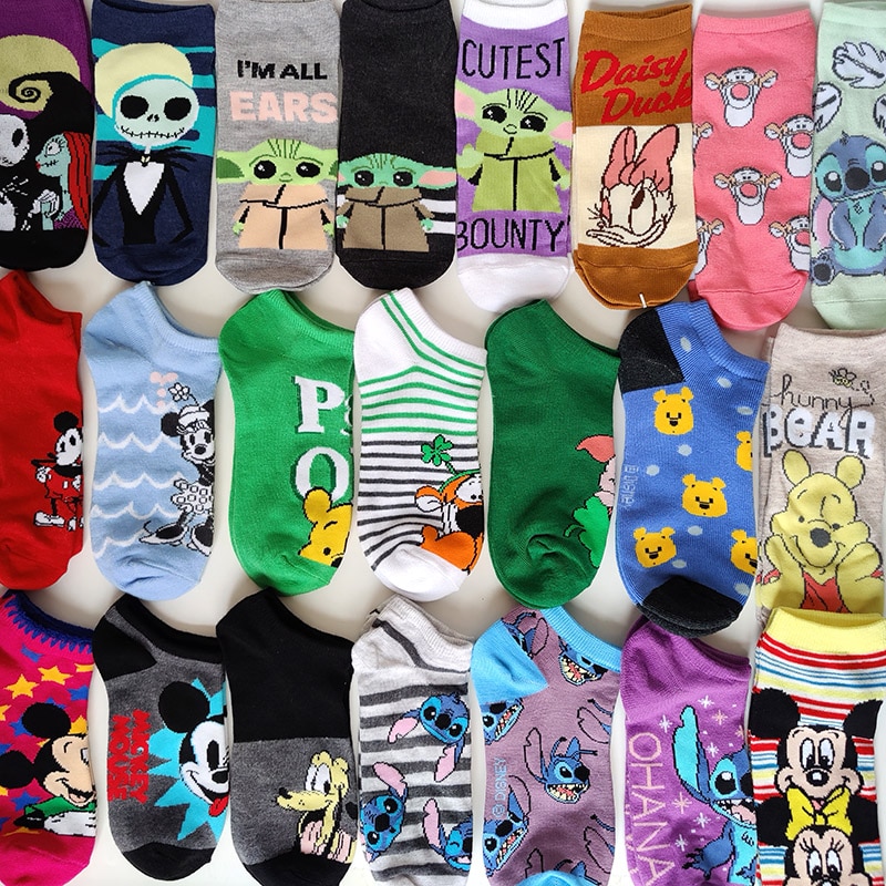 NEW Funny Cartoon Anime Disney Simpson Pattern Socks Happy White Combed Cotton Casual Couple Ankle Socks