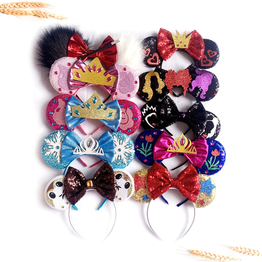 Disney Encanto Mickey Mouse 4" Ear Headband Girl Sequin Hair Bow Butterfly Cosplay Isabela Mirabel Party Festival Hair Acce