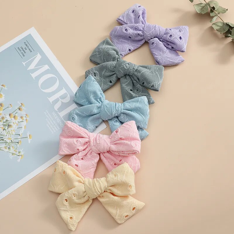 2Pcs Baby Bows Hair Clip Embroidery Hairclip For Girl Accessories Children Hairpins Ins Side Pin Toddler Spring Summer Headwear