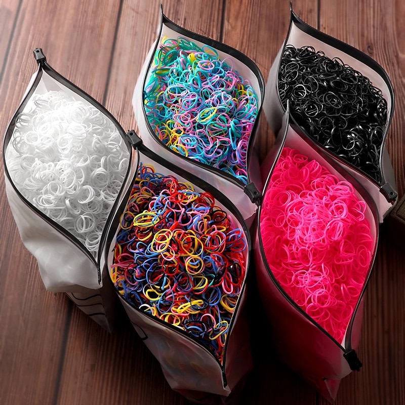 1000pcs Girls Hair Accessories Gift Nylon Rubber Band Elastic Hair Bands Headband Children Ponytail Holder Bands Kids Ornaments