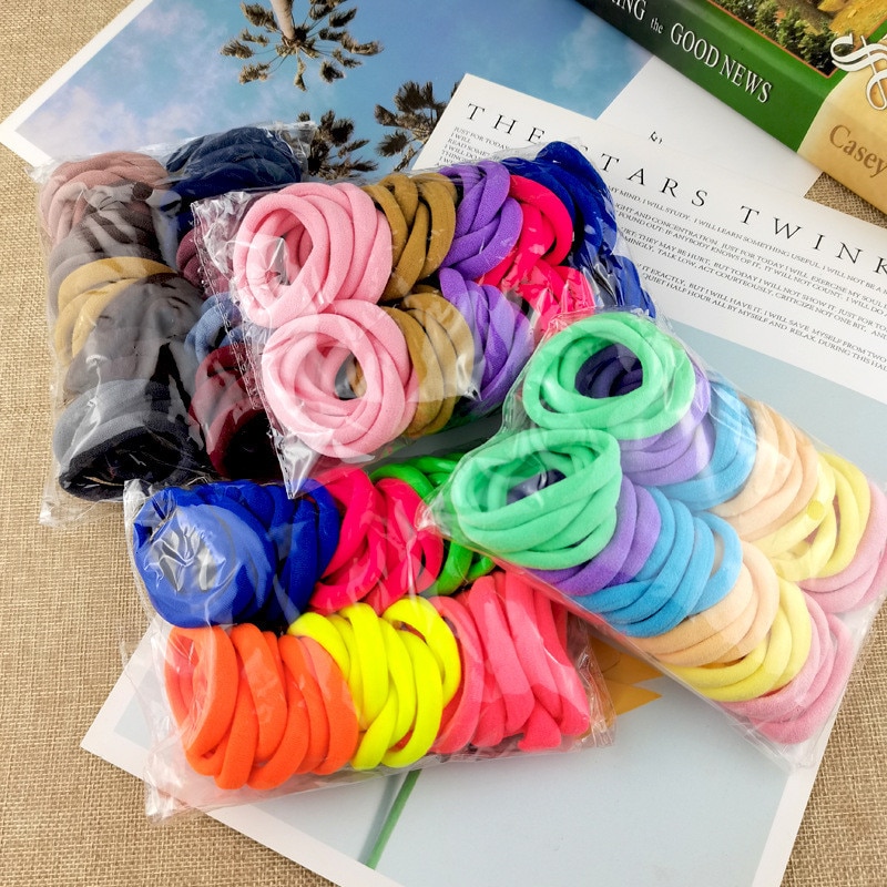 50pcs Girls Elastic Hair Bands Rubber Band Hair Ties For Baby Children Women Colorful Nylon Scrunchies Headband Hair Accessories