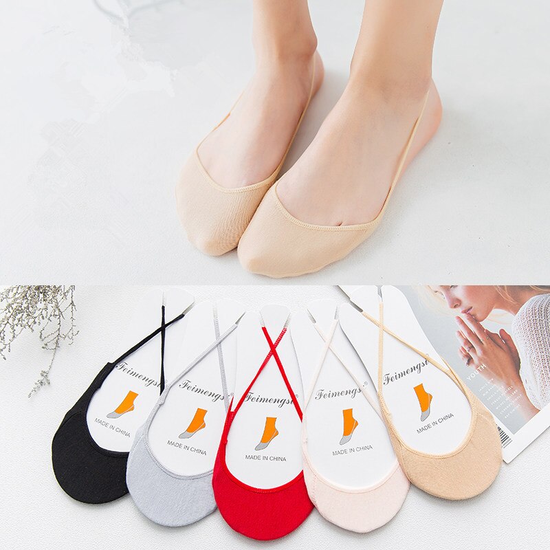 5 Pairs Of Fashion Spring And Summer Non-slip High Heels Invisible Shallow Forefoot Half Women's Ship Socks Cotton Ankle So