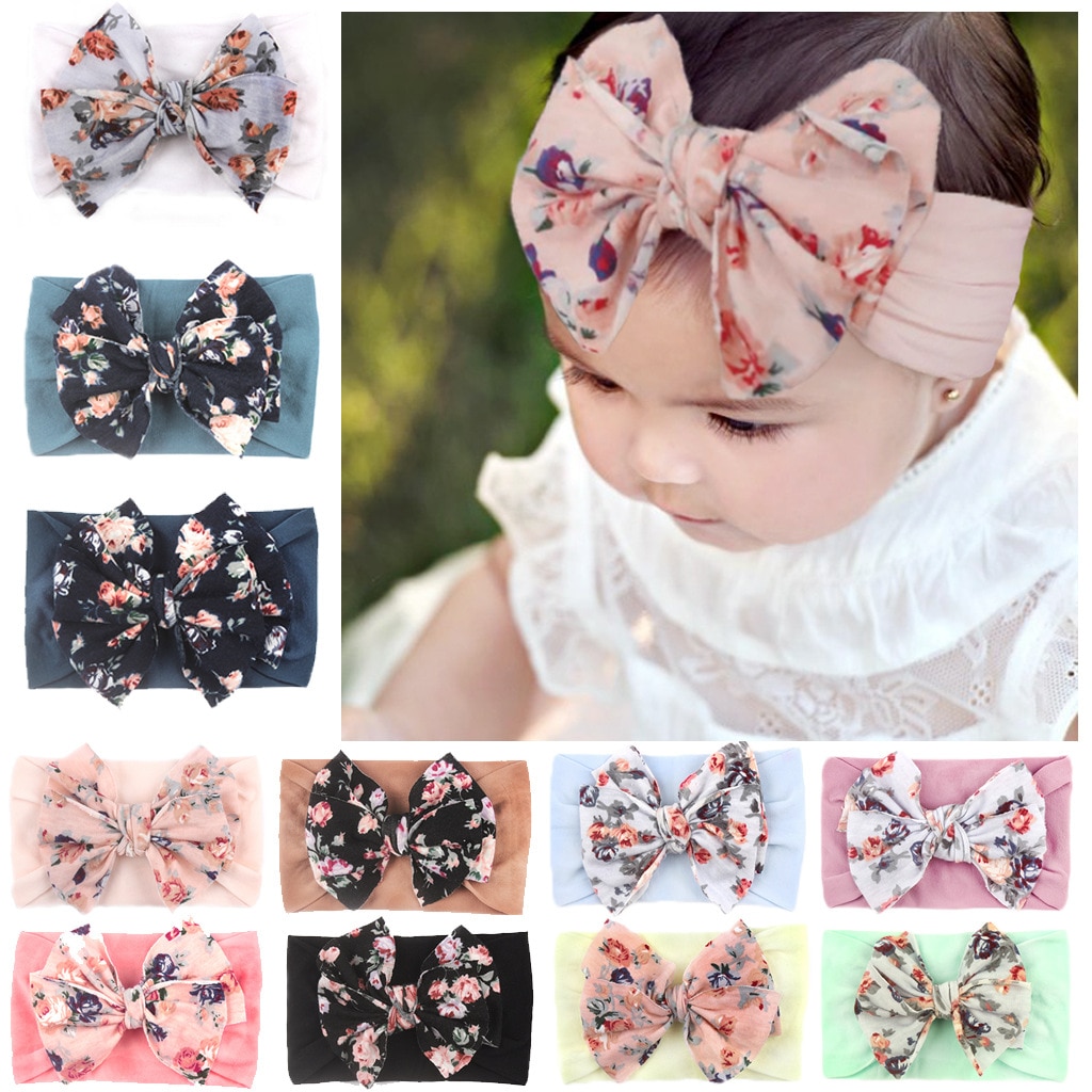 New Children's Baby Elastic Hair Band Boho Hair Accessories Bowknot Nylon Hair Band Baby Girl Bandeau Cheveux Baby Accessor