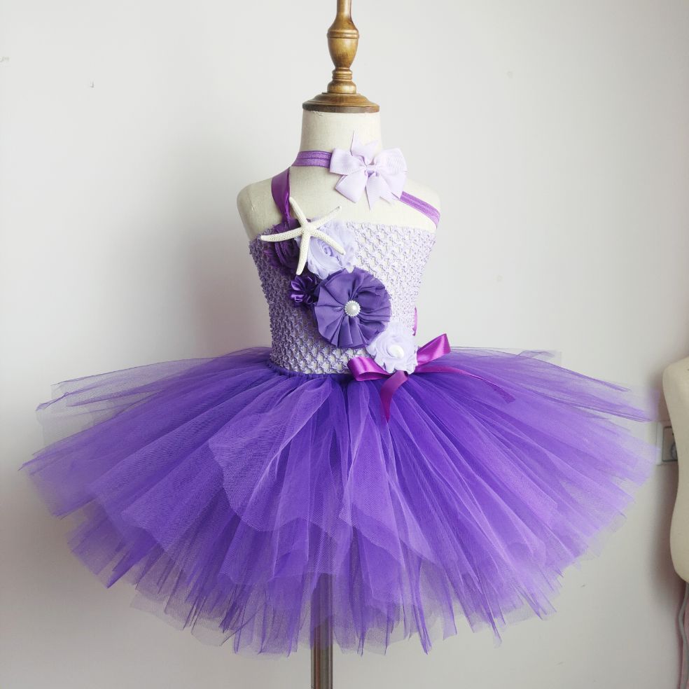 Mermaid Princess Dress for Girls Birthday Party Halloween Costume for Kids Sea-maid Tutus Outfit Flower Girl Dresses for Wedding