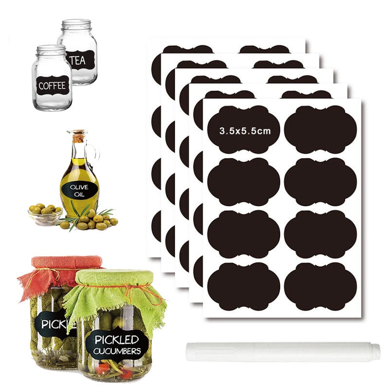 24/48/72pcs Cloud Erasable Blackboard Sticker Craft Kitchen Jars Organizer Labels Chalkboard Chalk Board Sticker Black Board