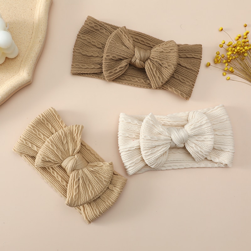 Hair Bows Girl Headband For Children Turban Babies Hairbands Cable Knit Newborns Elastic Bands Toddler Accessory Soft Headdress