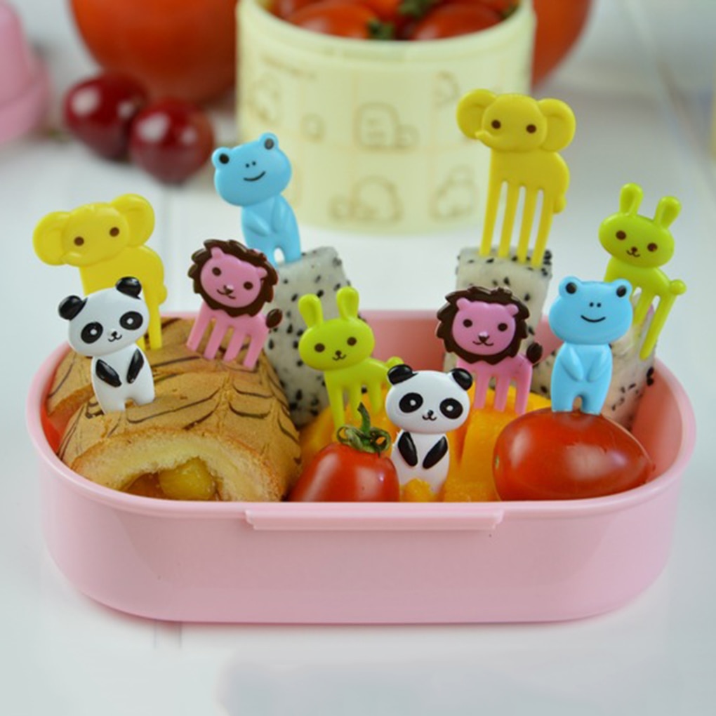 10pcs Animal Fruit Fork Cartoon Children Dessert Food Pick Twisted Desserts Toddler Household Toothpick Tableware