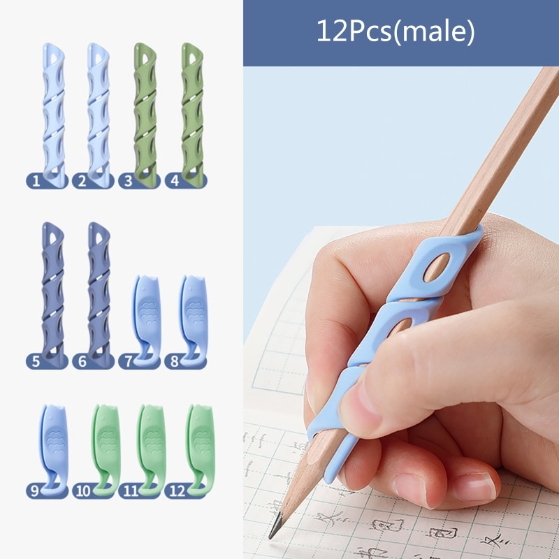 12PCS Pen Grips Hollow-out Design Ergonomic Grip 1.8-5 Inches Long for for Kids Student Handwriting Posture Correction H8WD