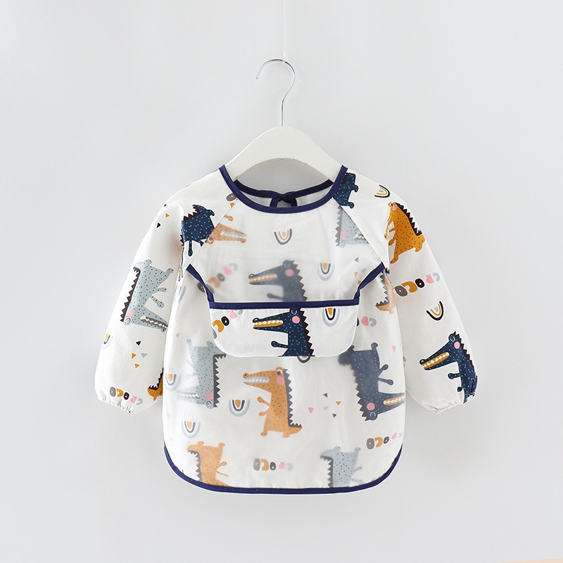 Cartoon Waterproof Baby Bibs Long Sleeve Kids Eating Clothes Sleeveless Baby Apron Children Overalls Protective Clothing