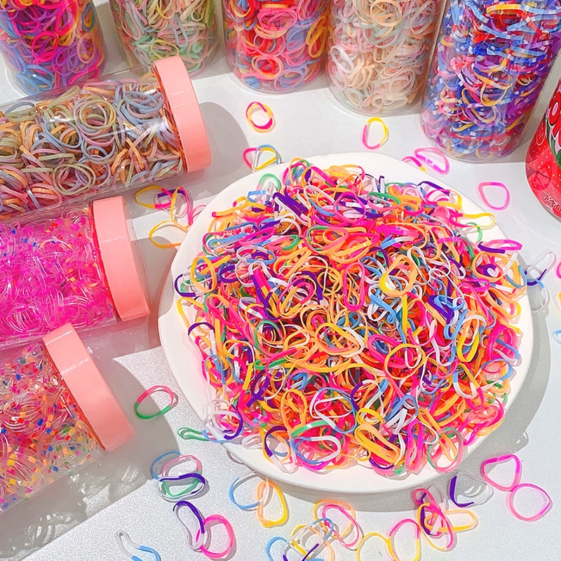 300pcs Girls Baby Rubber Band Elastic Hair Bands Headband Children Ponytail Holder Bands Kids Ornaments Hair Accessories Gift