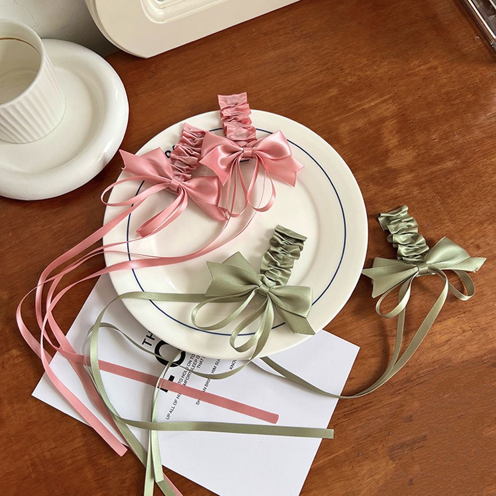 2pcs/set Korean Style Fairy Retro Lovely Headdress Baby Girls Hairpin Bow Ribbon Duckbill Clip Hair Accessions