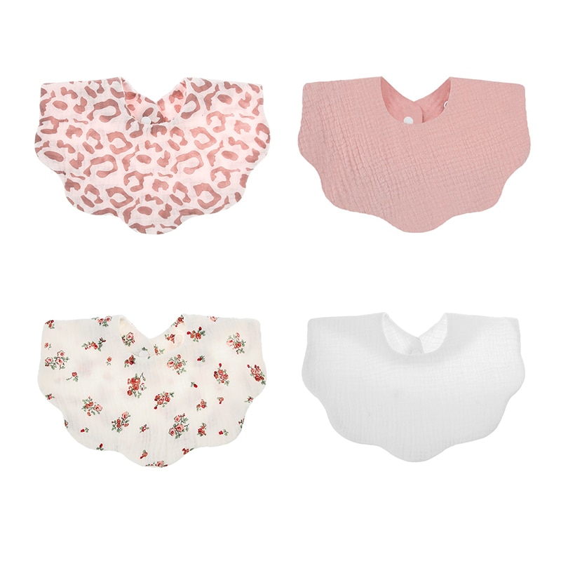 Four Season Newborn Baby Cute Printed Saliva Towel Boys Girls Toddler Solid Cotton Gauze Wavy Bibs Boys Girls Light Clothe