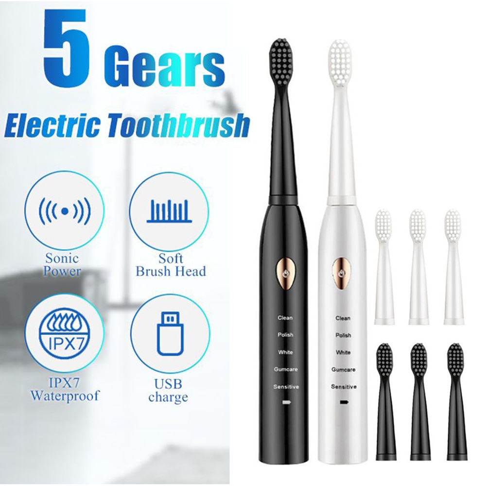 Ultrasonic Sonic Electric Toothbrush Rechargeable Tooth Brushes Washable Electronic Whitening Teeth Brush Adult Timer Brush