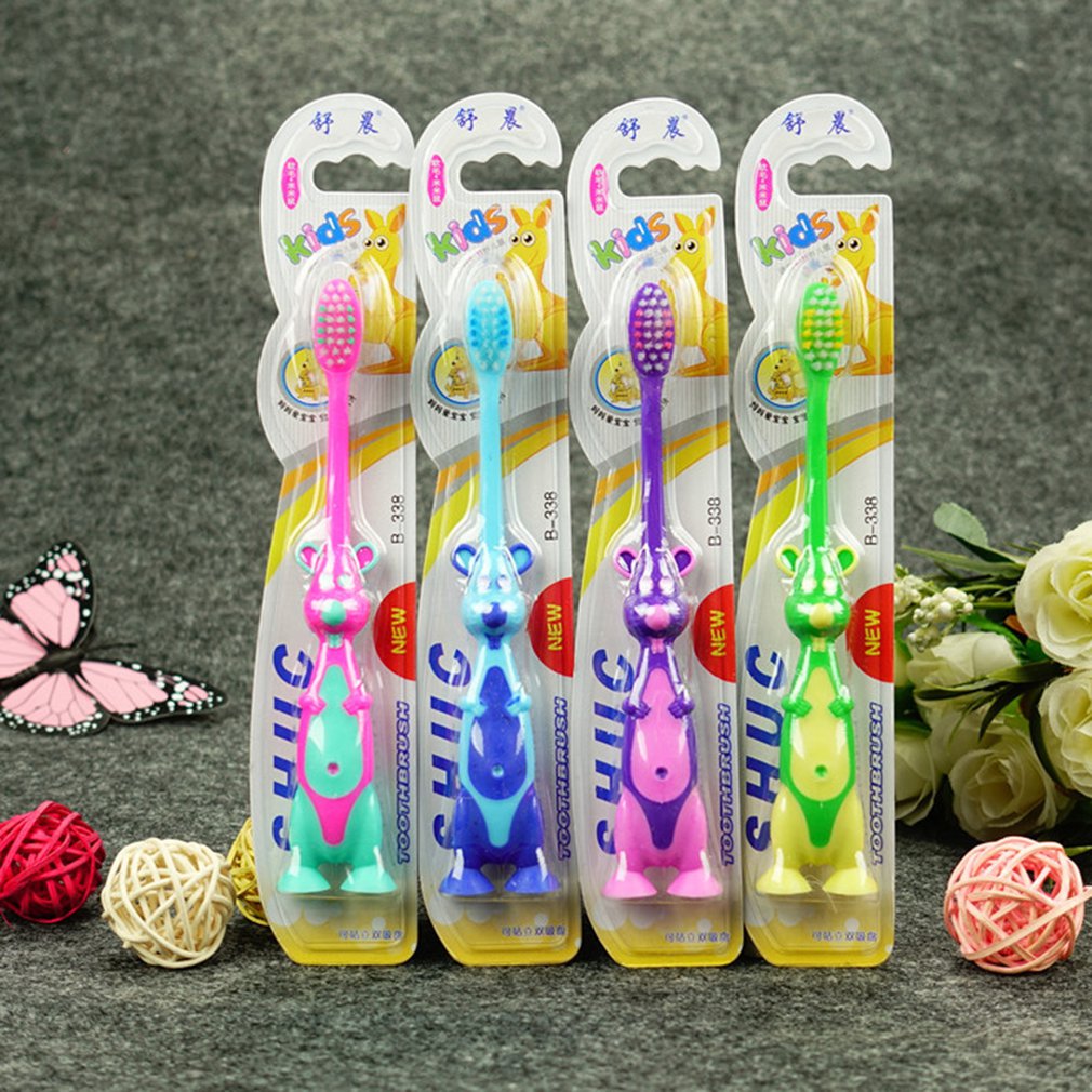 1PC Soft Hair Children Kids Tooth Brush Cute Cartoon Animal Kangaroo Girl Boys Toothbrush 3-12 yrs old Teeth Cleaning Tool