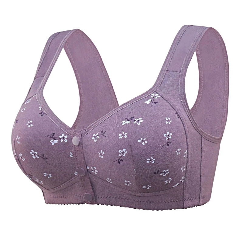 Middle-aged and Elderly Underwear Bra Without Steel Ring Front Opening and Closing Bra Comfortable Large Size Bra Vest Bra