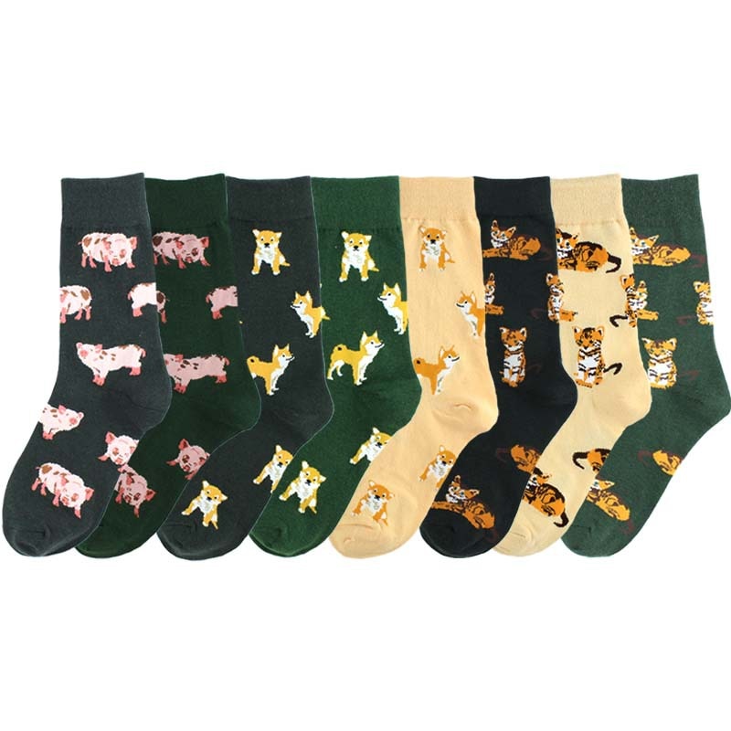 Hip Hop Cute Cat Dog Man Socks Funny Pet Crew Socks Unisex Skateboard Street Skarpetki Sock Harajuku Calceines
