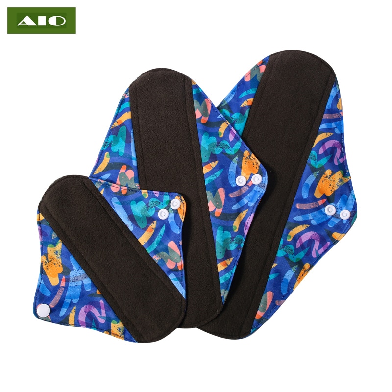 [AIO] G46 Size S/M/L Cloth Sanitary Pads Reusable Menstrual Gaskets for women，Washable Panty Liner With Bamboo Charcoal Inner