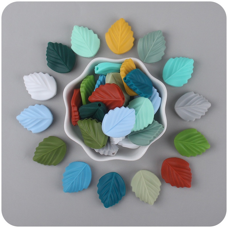 5Pcs/lot New Food Grade Mini Leaf Silicone Beads for Baby DIY Handmde Pacifier Chain Necklace Teether Accessries Findings