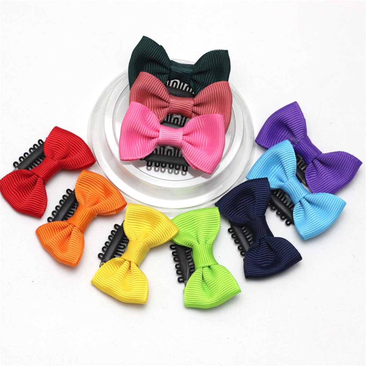 12pcs/lot Girls Small Hair Clip Baby ribbon Hair Pins Infant kids Fine Wispy baby girl Hair Mini Latch Wisp Clip Newborn Hairbow