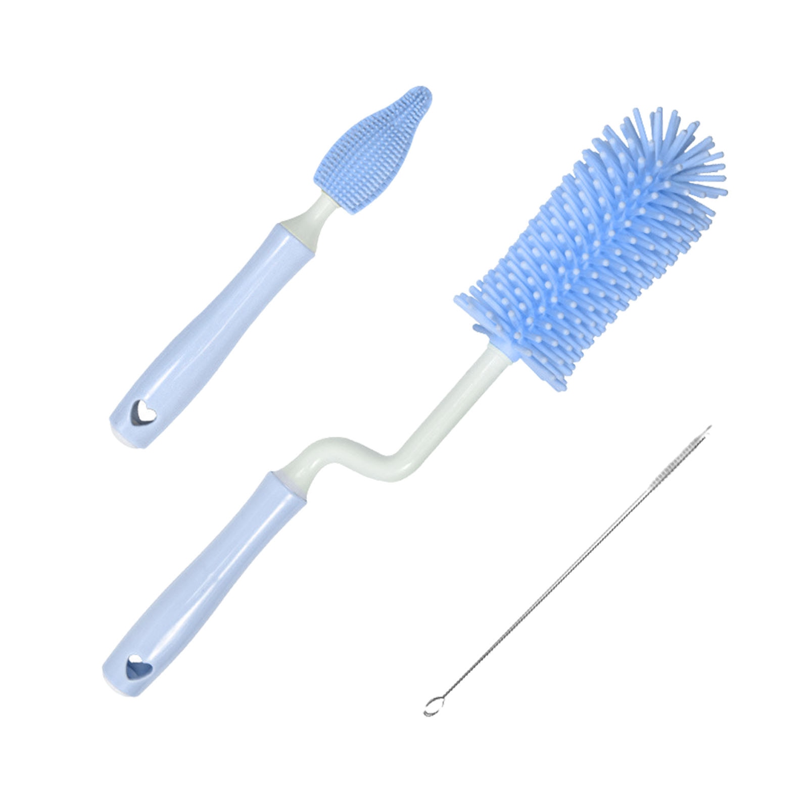 3PCS Newborn Baby Bottle Cleaner Brush Silicone 360 Degree Rotating Long Handle Baby Bottle Nipple Cup Cleaning Brush