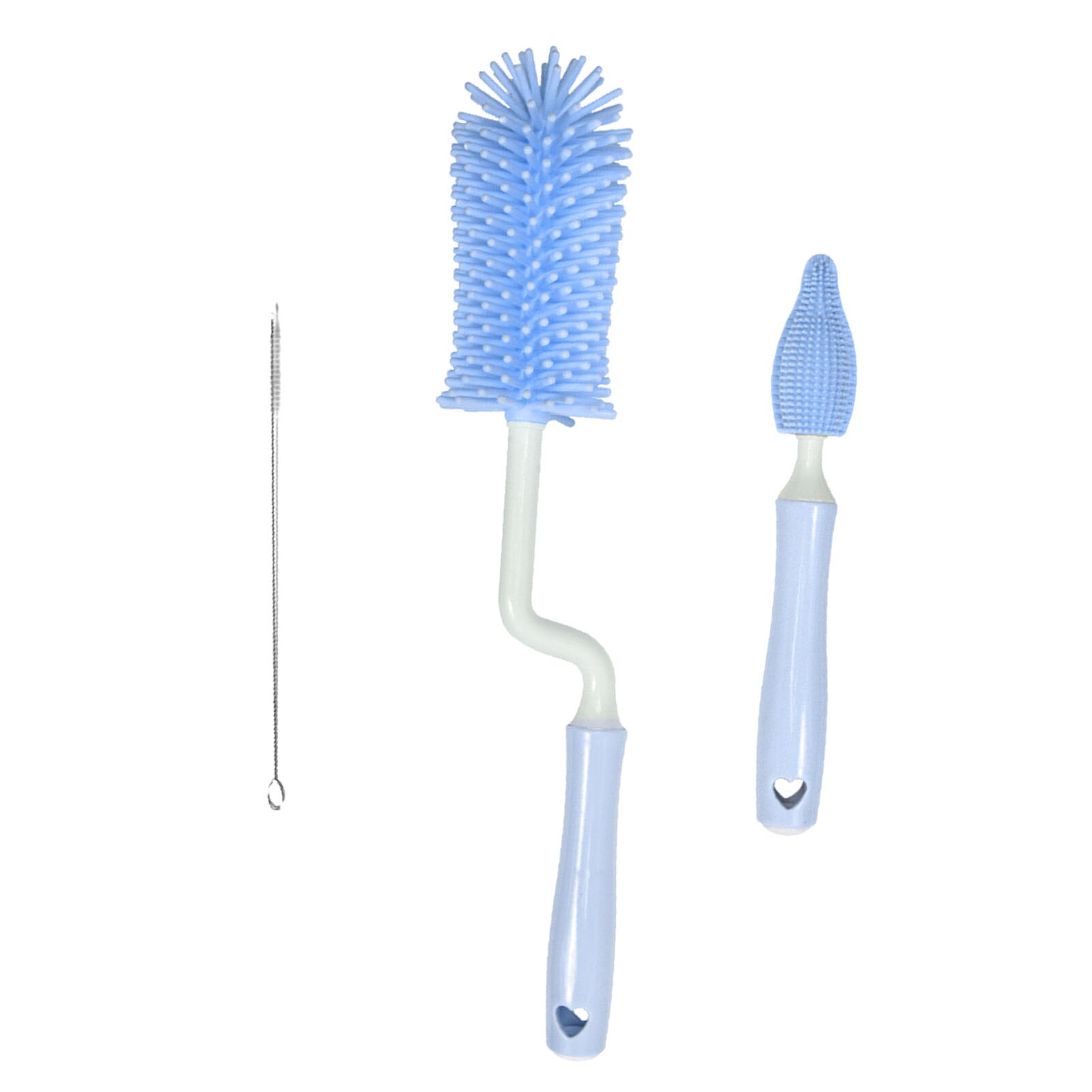 Silicone Bottle Brush 360 Degree Rotation Baby Pacifier Cup Nipple Cleaning Brushes Set Handheld Soft Head Food Grade Brush