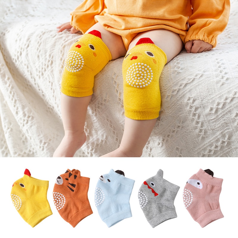 5Pairs Baby Knee Pads Infant Toddler Breathable Cotton Kneepads Protector Cute Animals Kids EVA Knee Pad Crawling