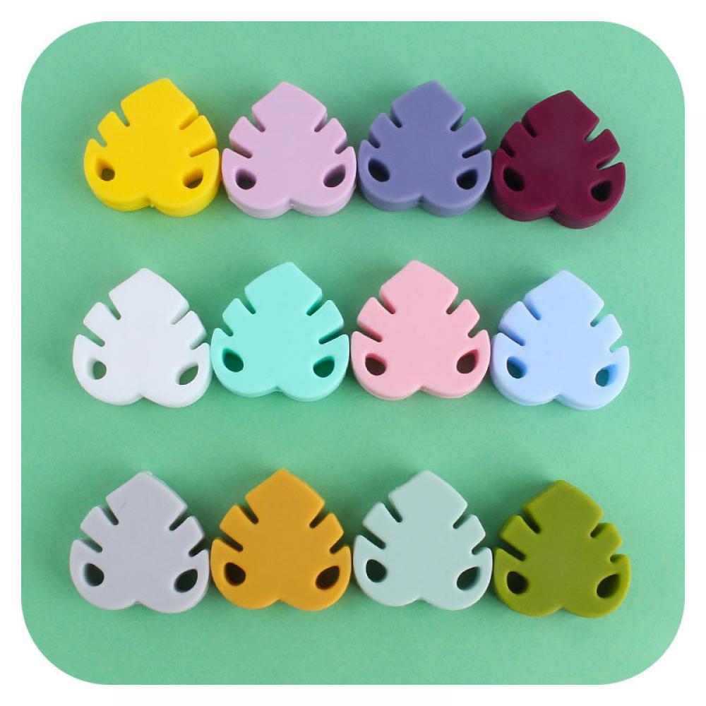 5Pcs/Lot Food Grade Leaf Shape Silicone Beads Teether Beads for Baby Bracelet Pacifier Chain Necklace Accessories BPA Free