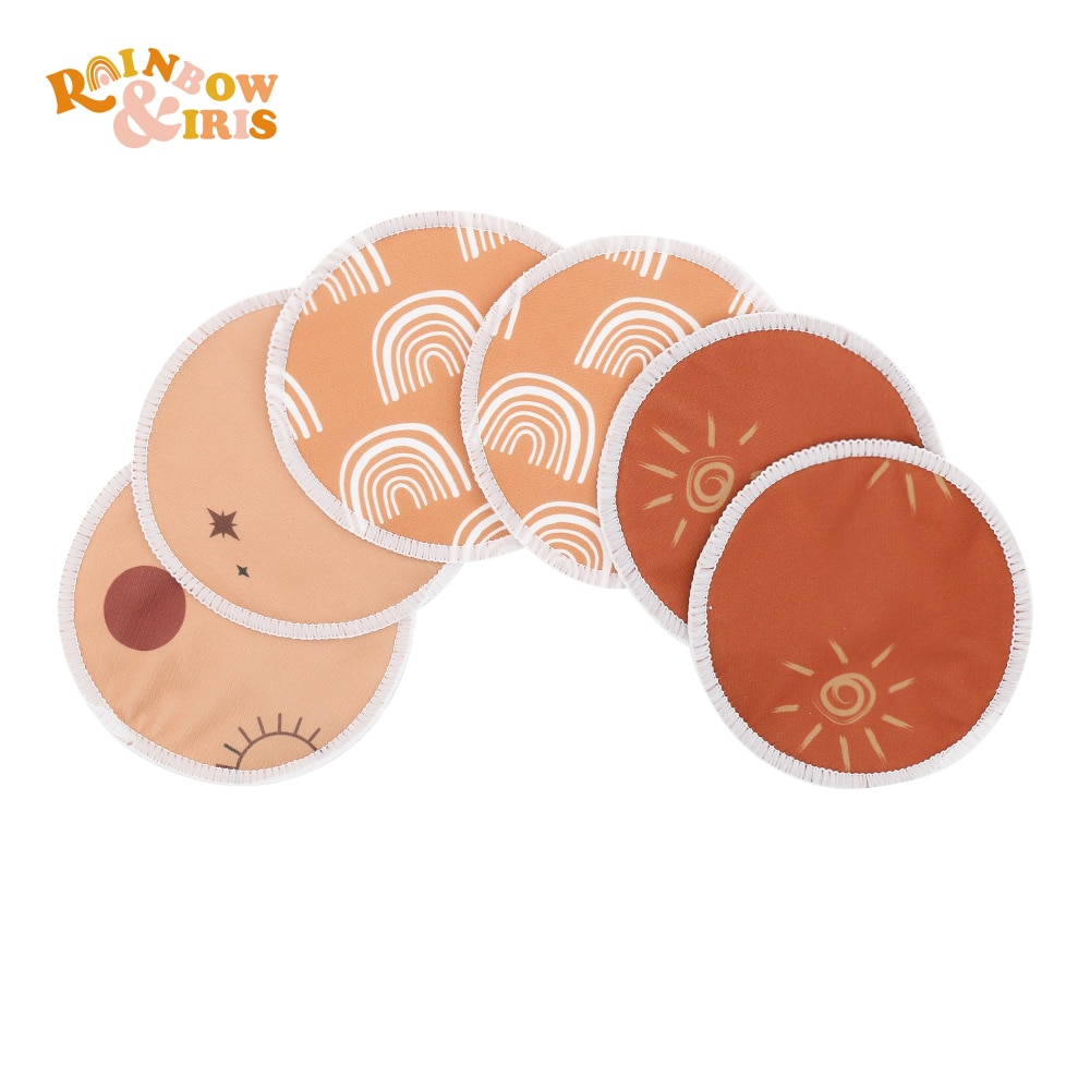 Rainbo&Iris Reusable Anti-spill Nursing Pad Super Absorbent Bamboo Fiber Waterproof Breast Pad Washable Feeding Pad 6-Pcs/Se