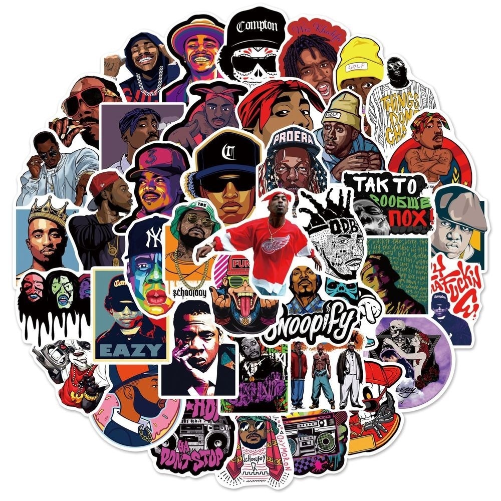 10/50PCS Hip Hop Sticker Cool DJ Rap Graffiti Rock Vinyl Stickers for Adults DIY Bike Laptop Skateboard Stickers Waterproof