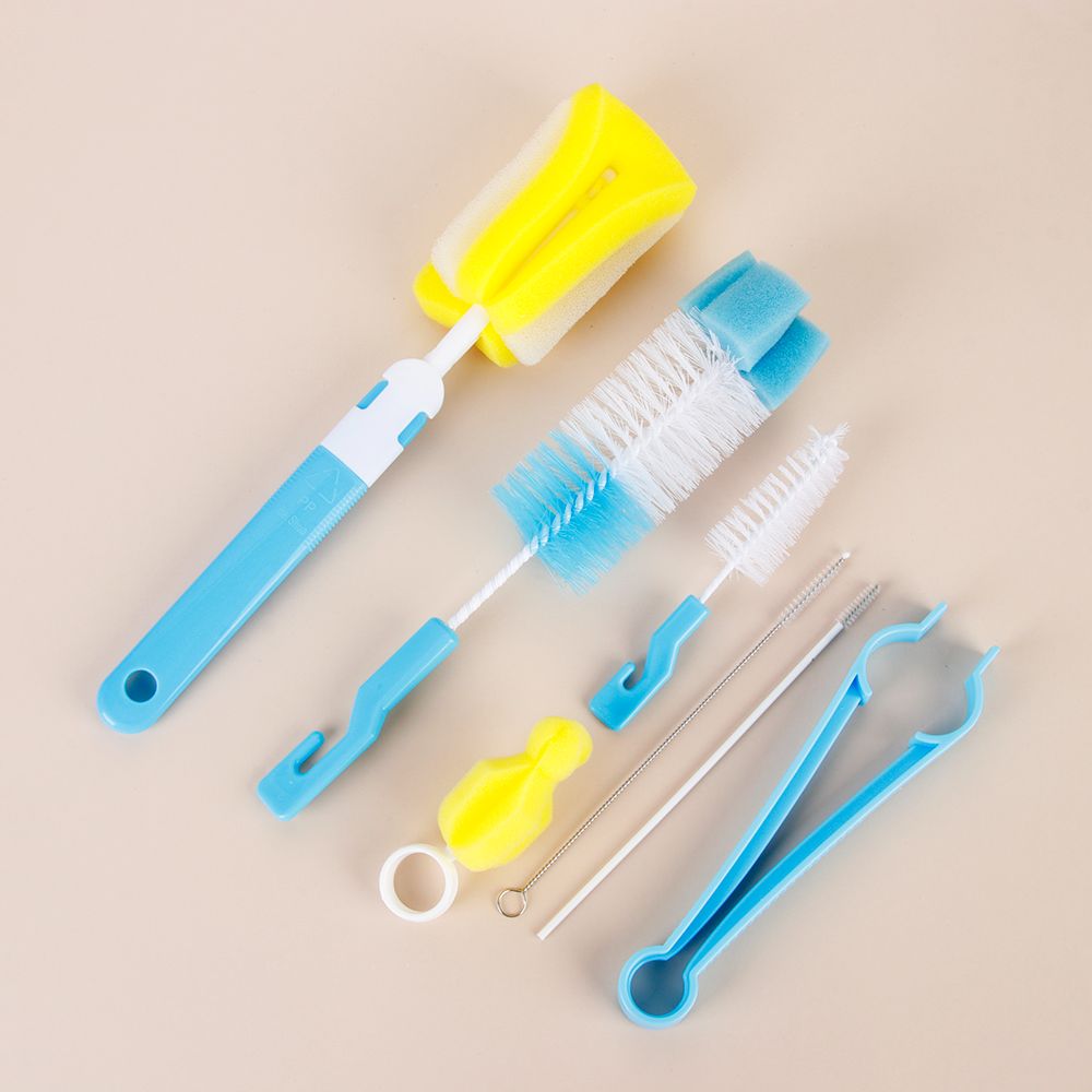 7pcs New Washing Spout Cup Head Clean Sponge Bottle Brush Rotating Baby Nipple