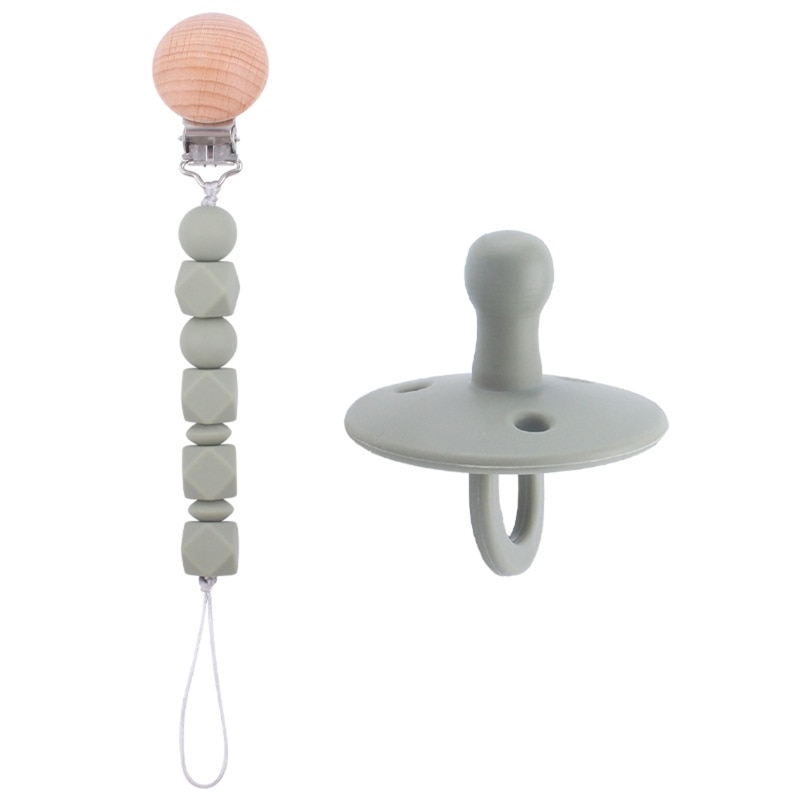 Q1FE Cute Beads Pacifier Holder with Clip Teething Toy Dummy Pacifiers Baby Shower Birthdays Christmas Gift