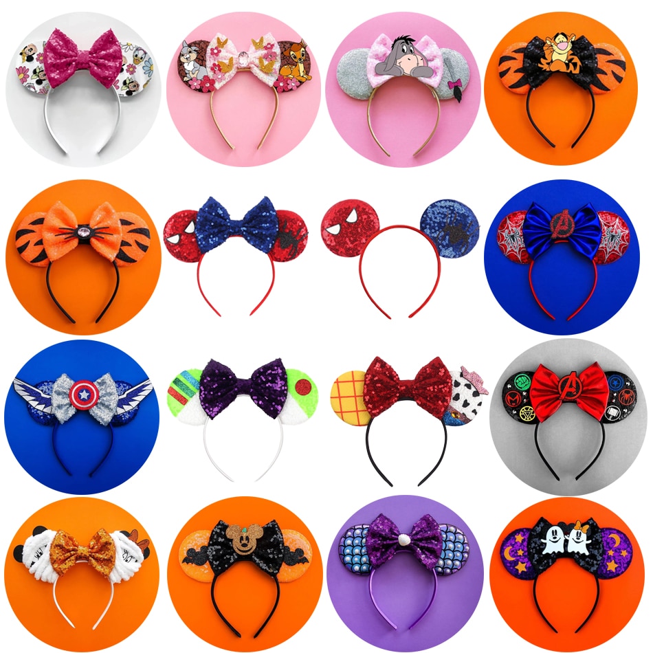 New Festival Sequins Bow Mouse Ears Hairband Party Hair Accessories Glitter Halloween Headband For Women Girls Kids Cosplay Gift