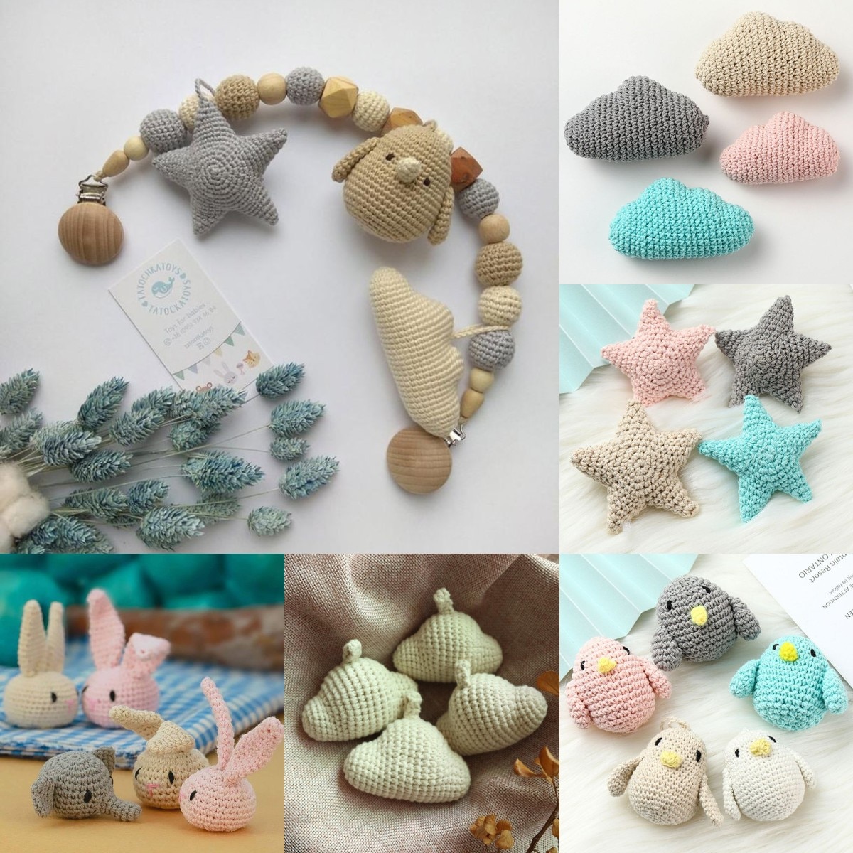 Handmade Crochet Knitting Cotton Thread Teething Beads DIY Baby Pacifier Chain Accessories Infant Newborns Teether Toy Gifts