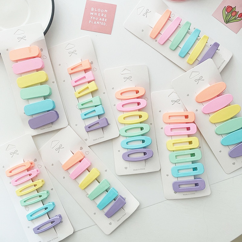 6pcs Korean Rainbow Color Hair Pin Basic Hollowed Out Sweet Hair Clips for Children Headwear Girls Kids Hair Accessories