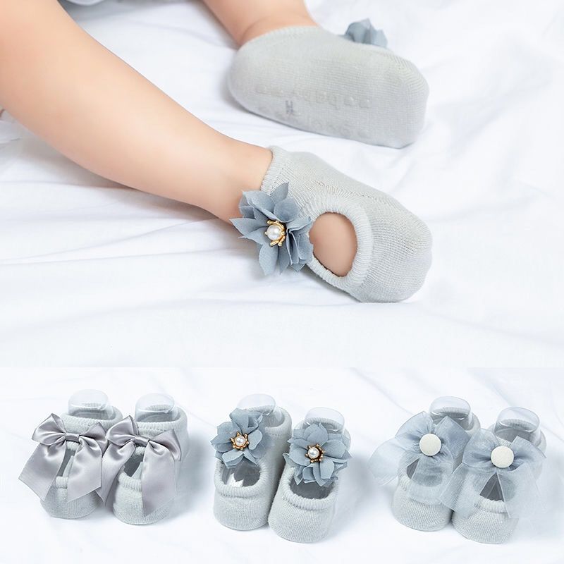 3Pairs/lot Baby Girl Socks Lace Flower Newborn Baby Socks for Girls Cotton Anti-Slip Kids Floor Socks Spring Summer