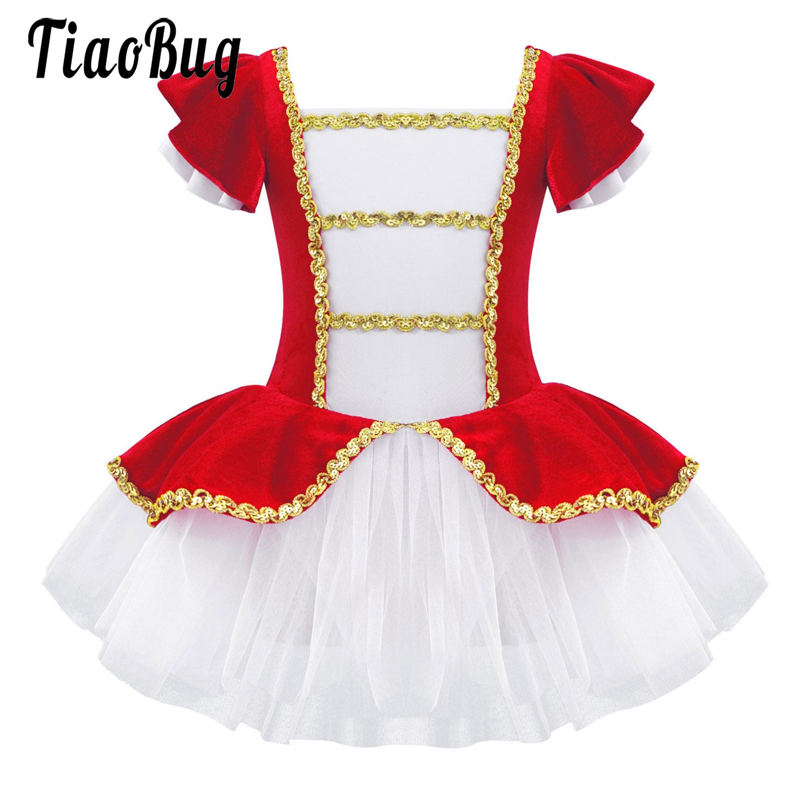 Kids Girls Ballet Dance Dress Leotard Princess Dress with Tulle Skirt Ringmaster Cosplay Halloween Carnival Dress Up Costumes
