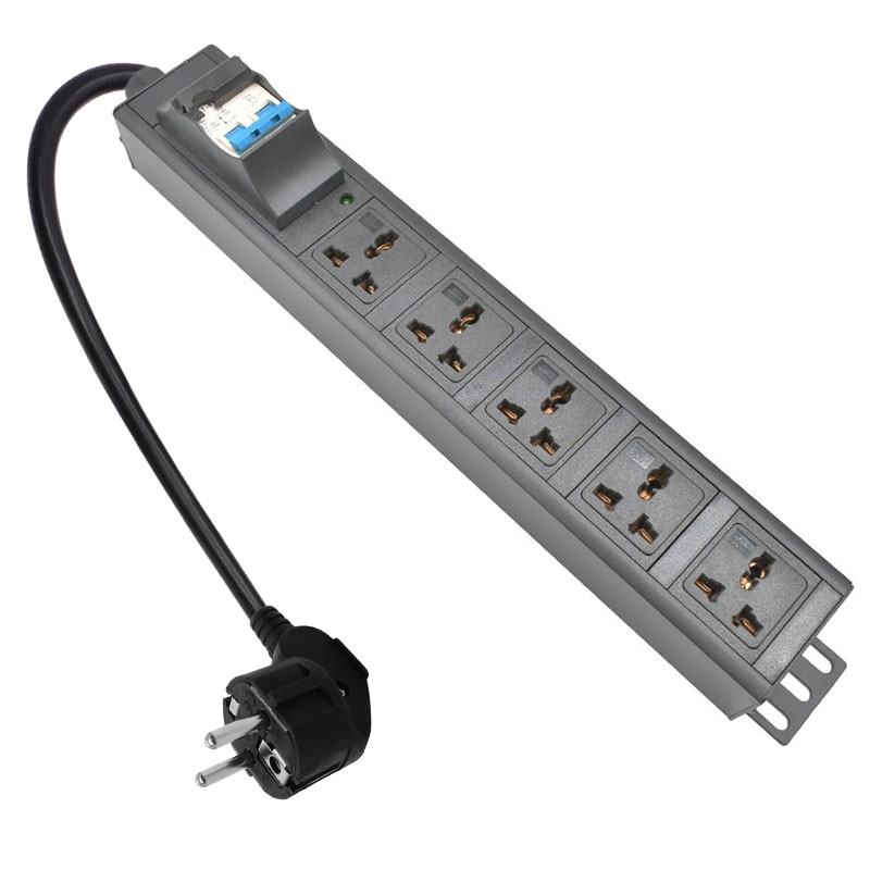 1.5U PDU Power Strip 5 Unit Universal Network Cabinet Rack web filter outlet extension cord 16A 4000W Aluminium Alloy Socket