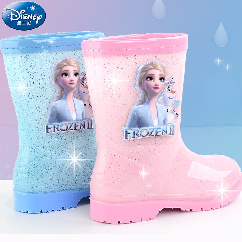 Disney Girls Frozen Rain Boots Student Rain Boots Children's Princess Rain Boots Rubber Water Shoes Non-Slip Short Shoes 20