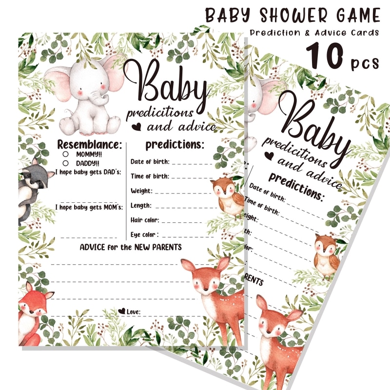 Baby Shower Predictions & Advice Cards 10pcs Newborn Shower Game Activity Cards Gender Neutral New Parents Advice Book