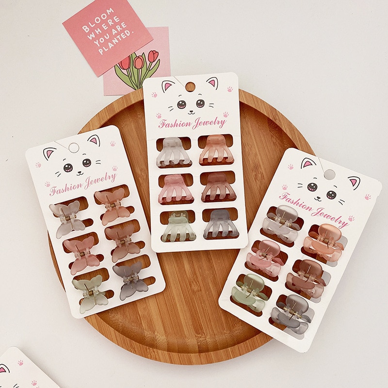 6pcs Korean Frosted Transparent Crab Hair Clip Kawaii Basic Braid Hair Hair Pin Children Headwear Girls Kids Hair Accessories
