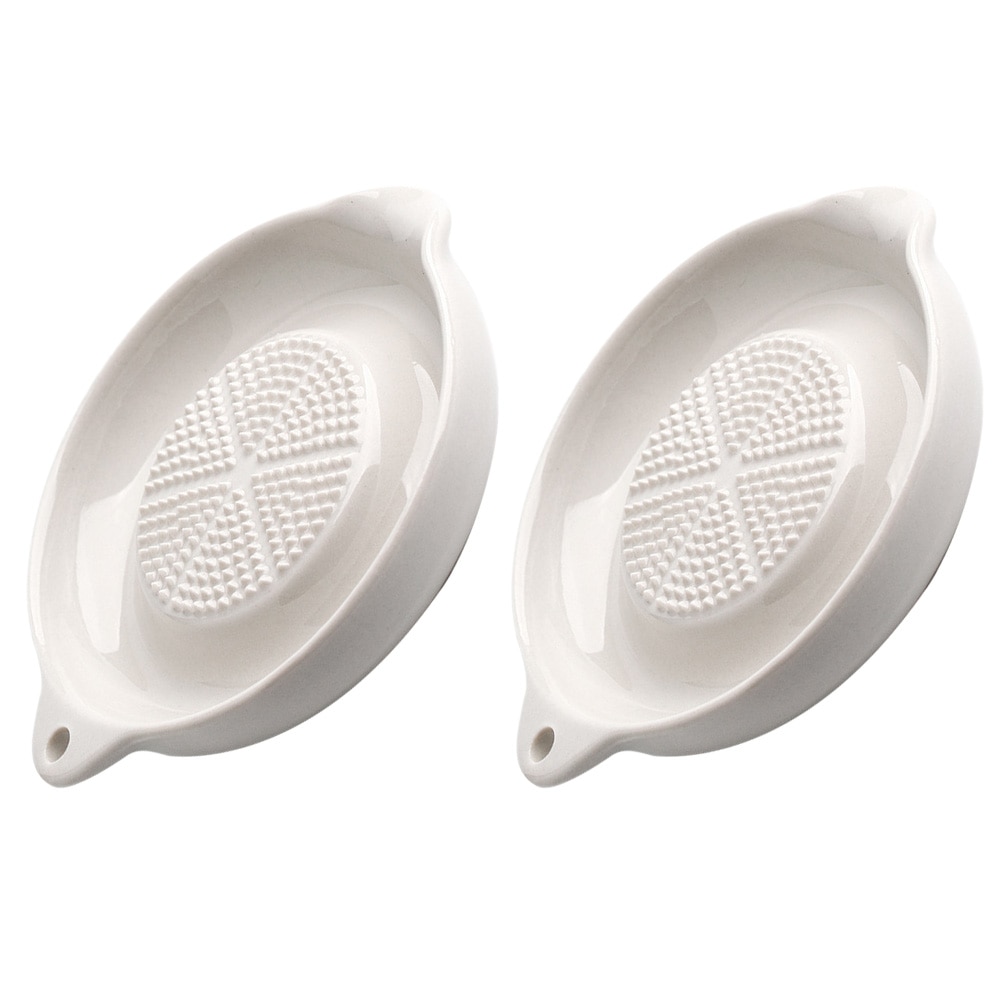 2 Pcs Convenient Eating Bowls Ginger Grinders Ceramic Pumpkin Mincers (White)