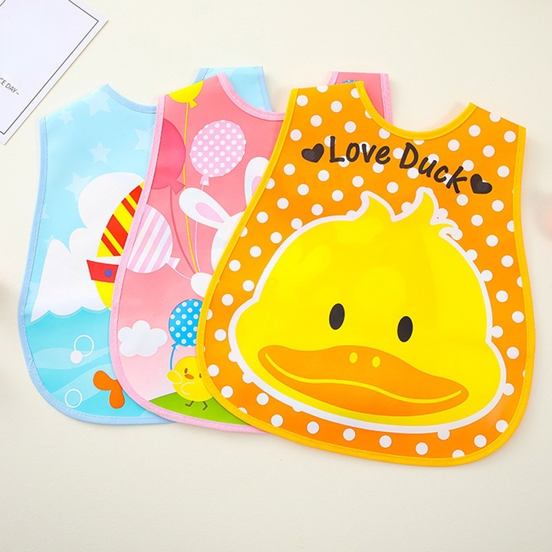 Baby Bib Removable Waterproof EVA Saliva Rice Pocket Baby Feeding Bib Cute Animal Baby Feeding Bavoir Manches Cute Bebé Bib