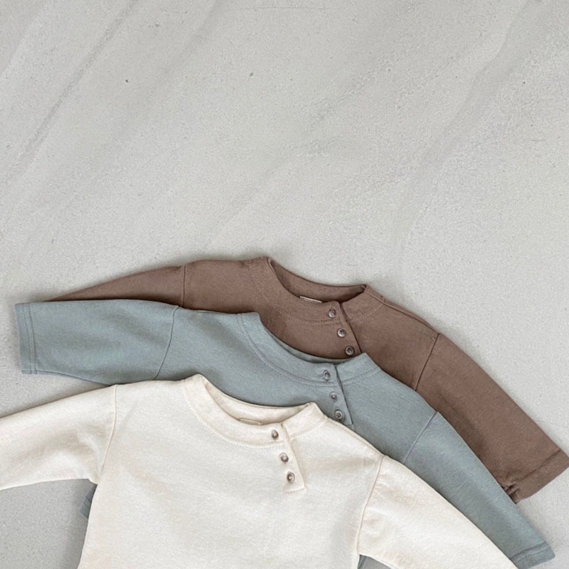 Ins autumn newborn baby simple cotton casual long-sleeved T-shirt baby spring open button bottoming shirt