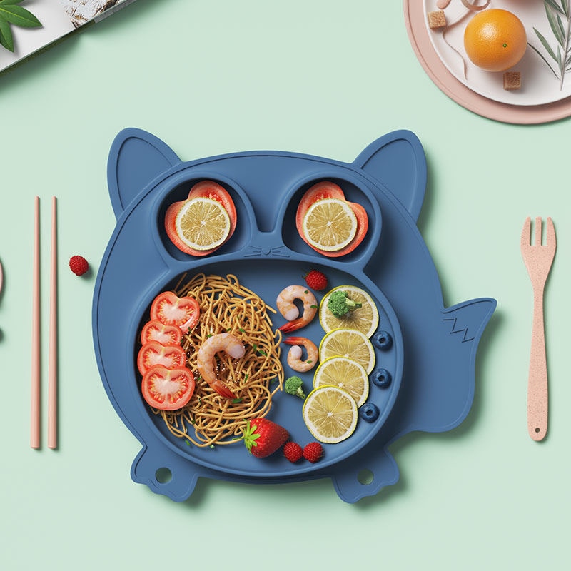Silicone Children's Dinner Plate Food Grade Baby Dishes Cartoon Bowl Auxiliary Food Plate Child Tableware Baby Feeding Bowl