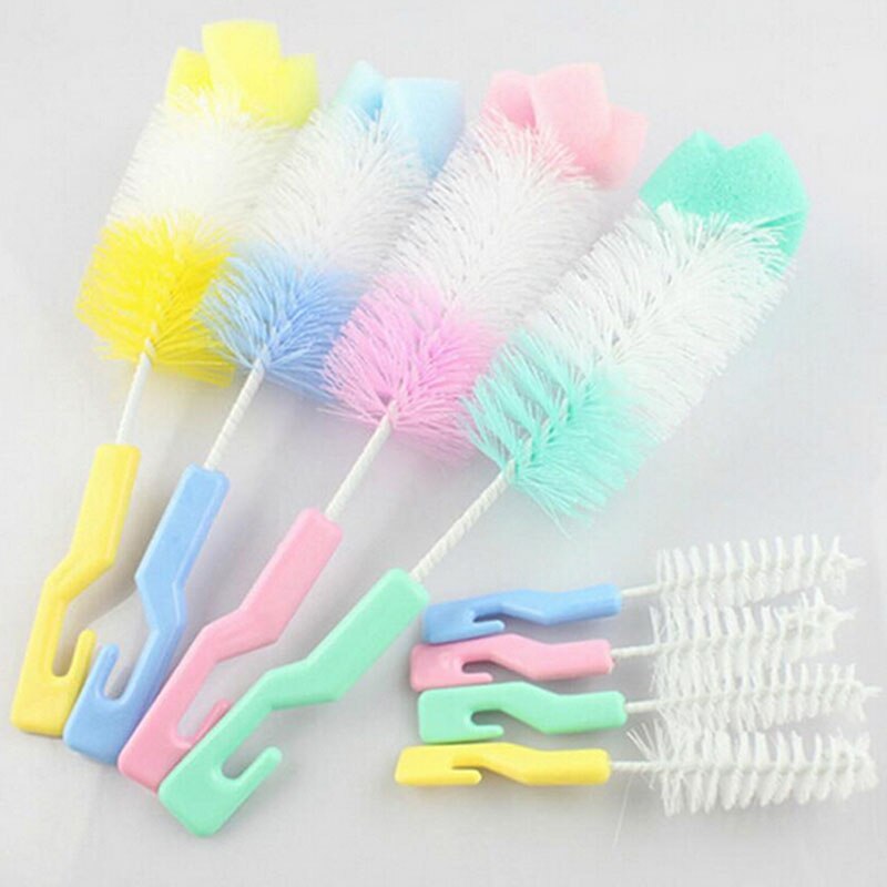 2Pc Baby Nipple Brush Bottle Brush 360 Degree Sponge Cleaner With Pacifier Brush