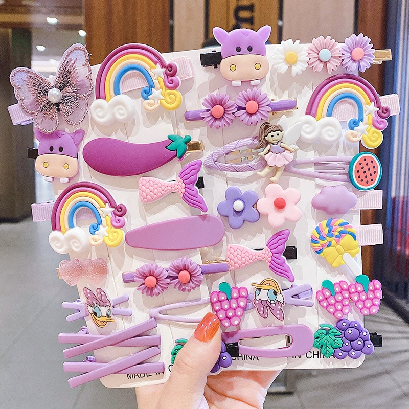 14 Pcs Children's Cartoon Hairpin Princess Headdress Girl Little Girl Broken Hair Hairpin Cute Baby Hair Accessories