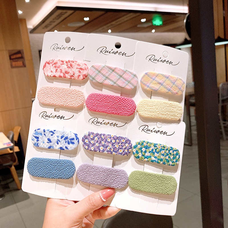 2Pcs/set Cute Embroidery Hairclips Hairpins Girl Baby Hair Accessories Kids Hairwear Pleated Hair Grips Barrettes Hairpin