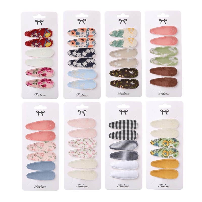2.2'' Drop Baby Girls Hair Clips Embroidery Floral Hairpin For Child Hairclip Ins Princess BB Clip Cotton Accessories 