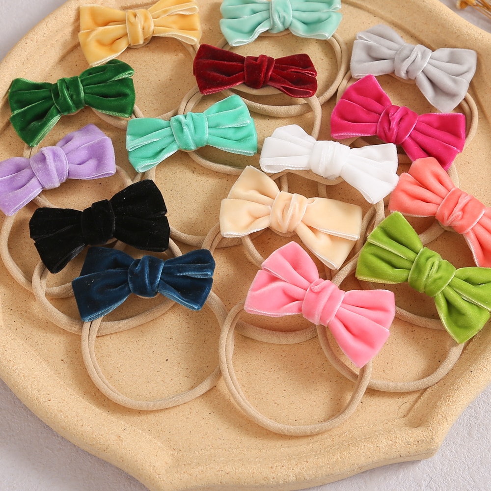 Cute Velvet Hair Bands For Baby Girls Bow Fashion Elastic Headband Soft Traceless Toddler Headwear Hair Accessories Headwrap
