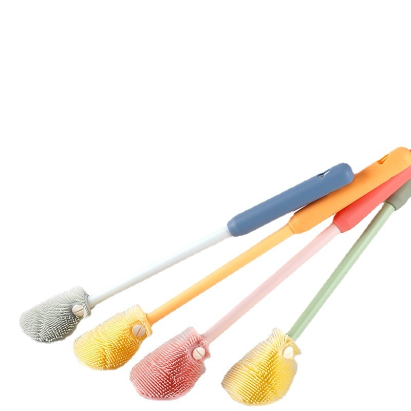 Baby Non-slip Long Handle Bottle Brush Artifact Cup Washing Brush Set Cleaning Brush Silicone Cleaning Brush Bottle Brush